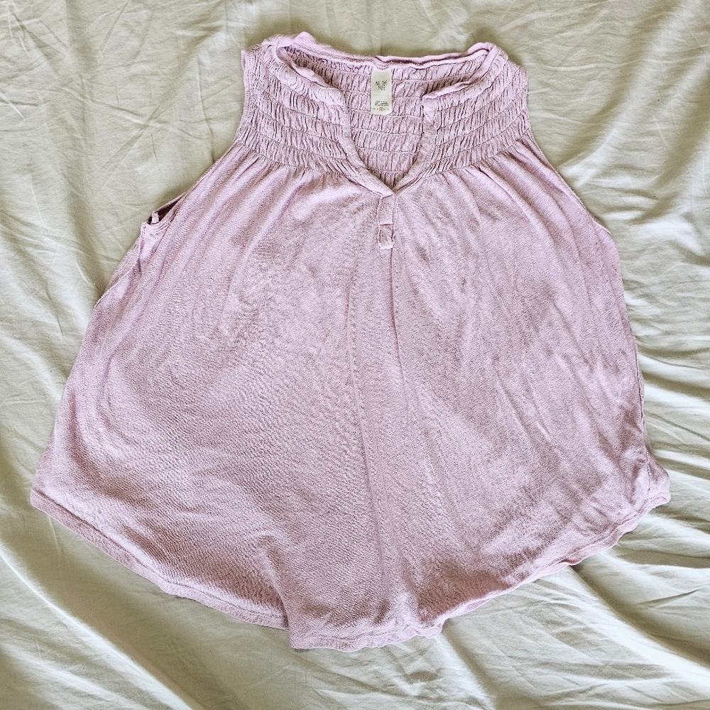 Free People BOHO top cloud pink sleeveless Flowy Hippie M Blush Baby Pink